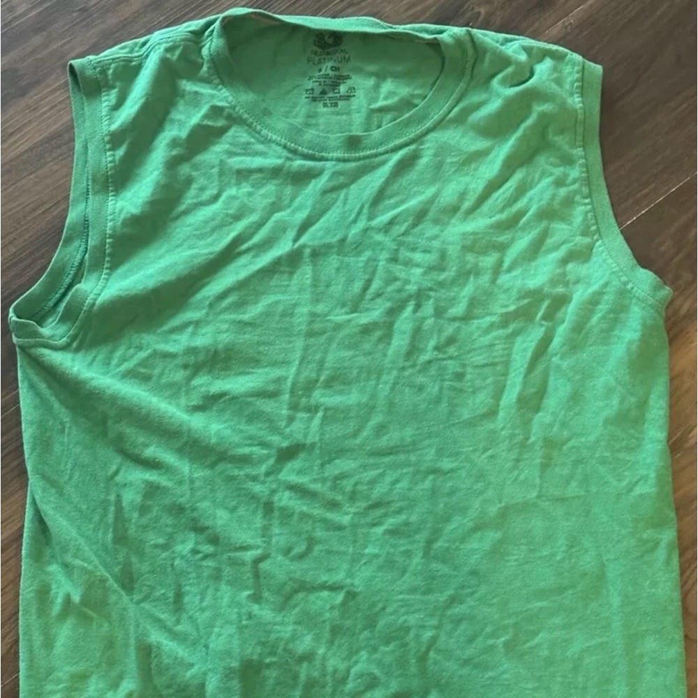 Fruit Of The Loom Green Tank-Top Sleeveless Shirt Size Small